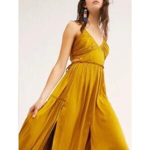 NWT / Free People Need Silky Marigold Yellow Maxi Dress / sz S